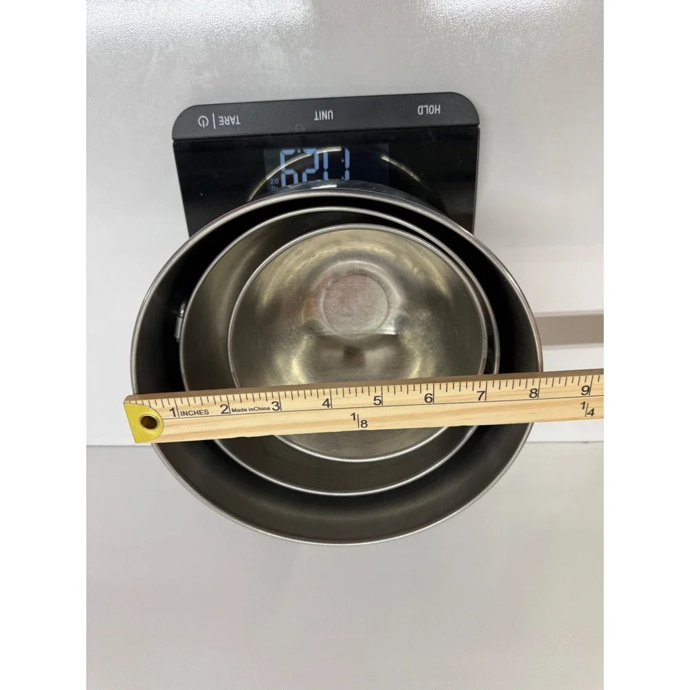 Vintage 18-8 Stainless Steel Nesting Mixing Bowls Set of 3 with Ring Handles